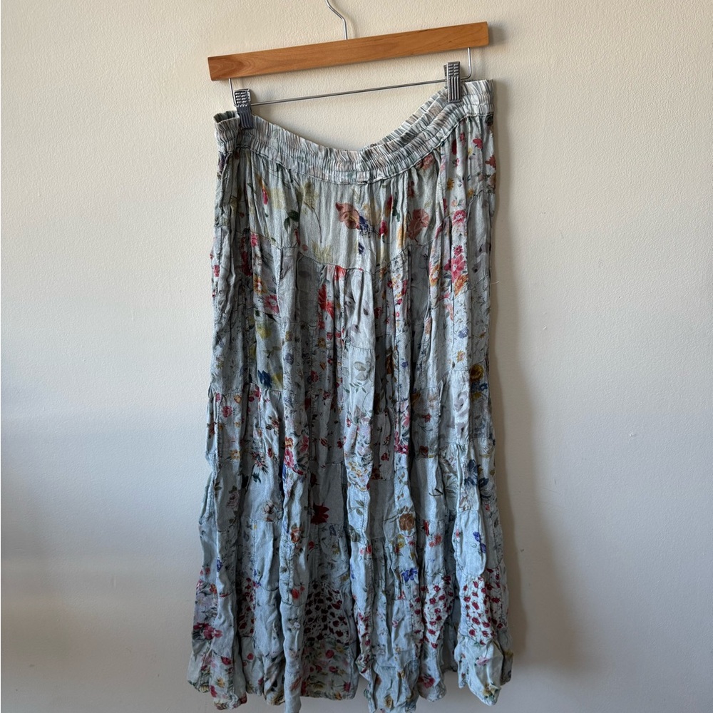 SOLD—Vintage Boho Tiered Floral Maxi Skirt - Picture 8 of 8
